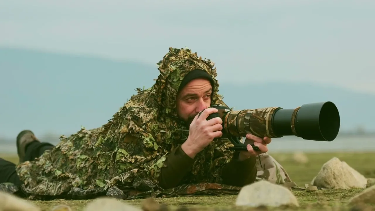 Vaios Vitos photographing wildlife from ground level